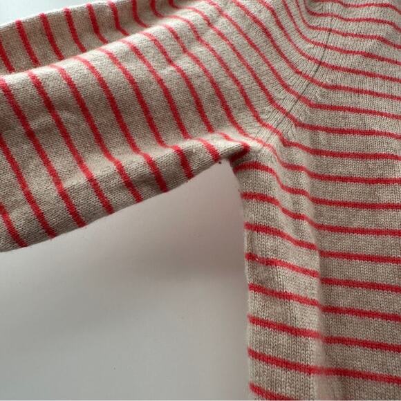 Demylee 100% Cashmere Beige & Pink Striped 3/4 Sleeve Pullover Sweater Size L - Picture 6 of 9